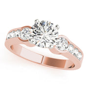 Round Diamond Engagement Ring with Graduated Side Stones in 10K/14K gold and platinum with certified lab-grown or natural diamonds