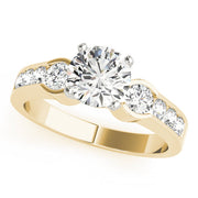Round Diamond Engagement Ring with Graduated Side Stones in 10K/14K gold and platinum with certified lab-grown or natural diamonds