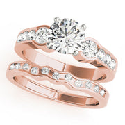 Round Diamond Engagement Ring with Graduated Side Stones in 10K/14K gold and platinum with certified lab-grown or natural diamonds