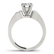 Round Diamond Engagement Ring with Graduated Side Stones in 10K/14K gold and platinum with certified lab-grown or natural diamonds