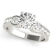 Round Diamond Engagement Ring with Graduated Side Stones in 10K/14K gold and platinum with certified lab-grown or natural diamonds