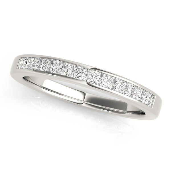 Channel Set Princess Cut Half Eternity Ring in Gold & Platinum