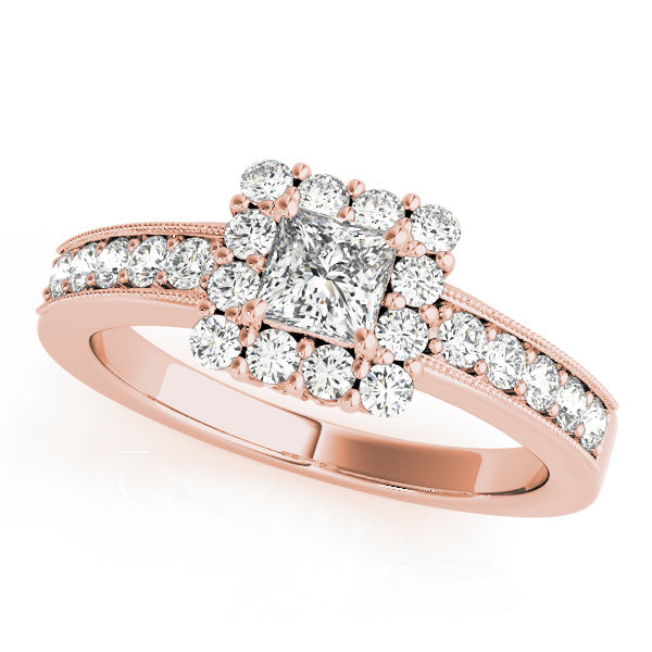 Luxe Halo Princess Diamond Engagement Ring in 10K/14K gold and platinum with certified lab-grown or natural diamonds