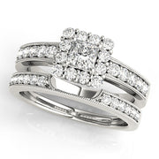 Luxe Halo Princess Diamond Engagement Ring in 10K/14K gold and platinum with certified lab-grown or natural diamonds