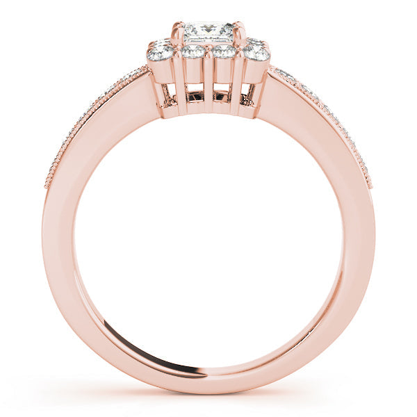 Luxe Halo Princess Diamond Engagement Ring in 10K/14K gold and platinum with certified lab-grown or natural diamonds