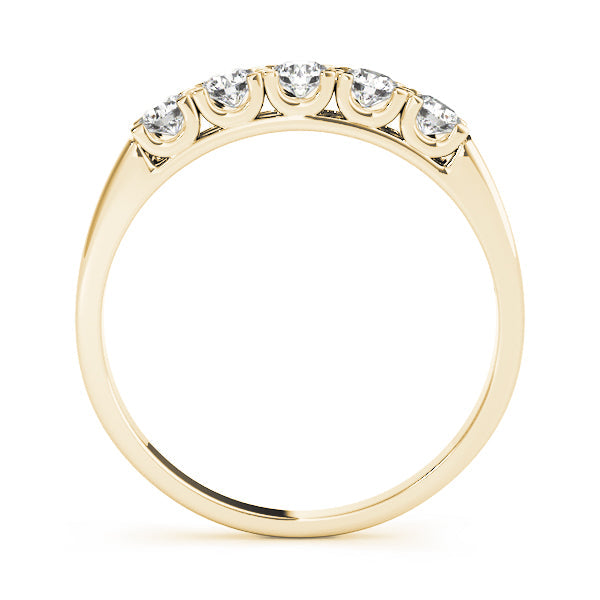 U-Prong Round Half Eternity Ring in Gold & Platinum