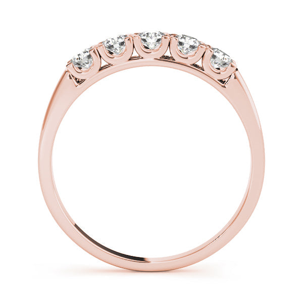 U-Prong Round Half Eternity Ring in Gold & Platinum