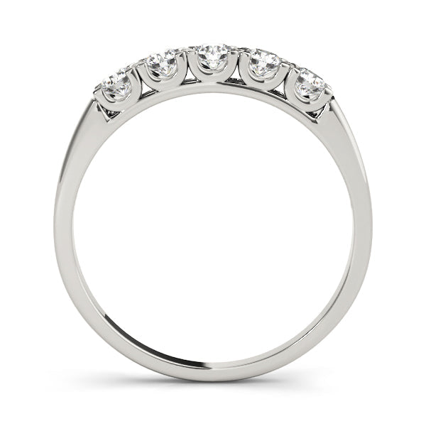 U-Prong Round Half Eternity Ring in Gold & Platinum