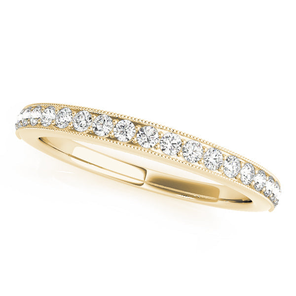 Prong Set Milgrain Half Eternity Ring in 10K/14K gold and platinum with certified lab-grown or natural diamonds