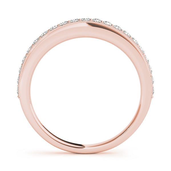 Prong Set Milgrain Half Eternity Ring in Gold & Platinum