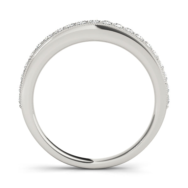 Prong Set Milgrain Half Eternity Ring in Gold & Platinum