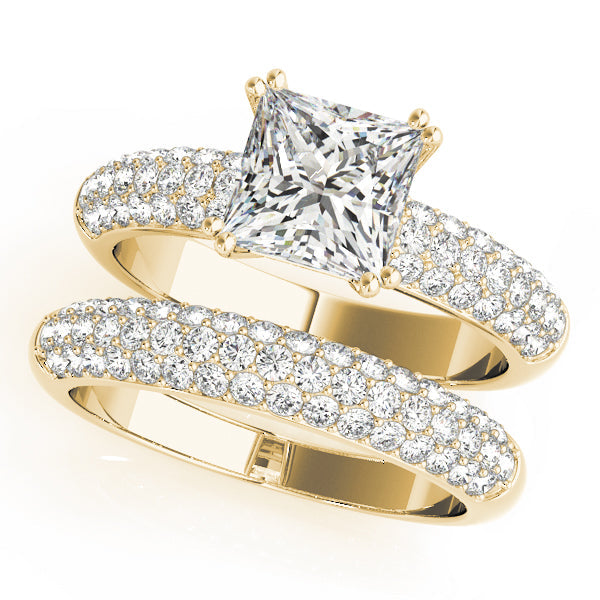 Enchanted Pave Cushion Diamond Engagement Ring in 10K/14K gold and platinum with certified lab-grown or natural diamonds
