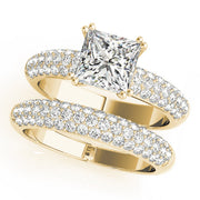 Enchanted Pave Cushion Diamond Engagement Ring in 10K/14K gold and platinum with certified lab-grown or natural diamonds