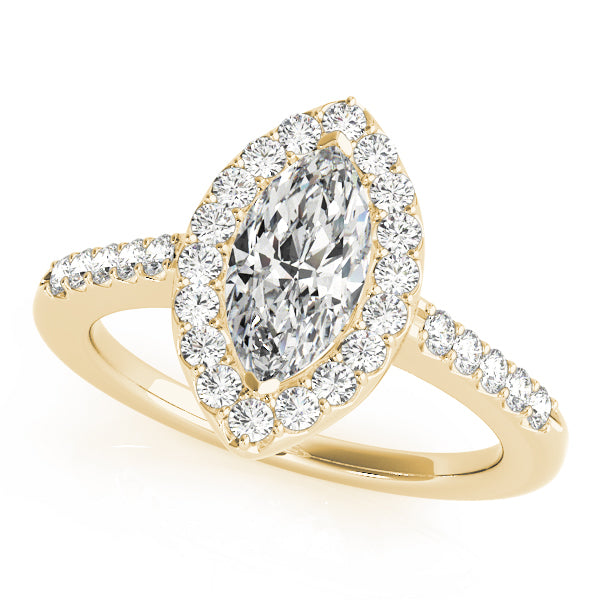 Luxe Halo Marquise Diamond Engagement Ring in 10K/14K gold and platinum with certified lab-grown or natural diamonds