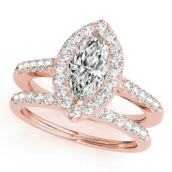 Luxe Halo Marquise Diamond Engagement Ring in 10K/14K gold and platinum with certified lab-grown or natural diamonds