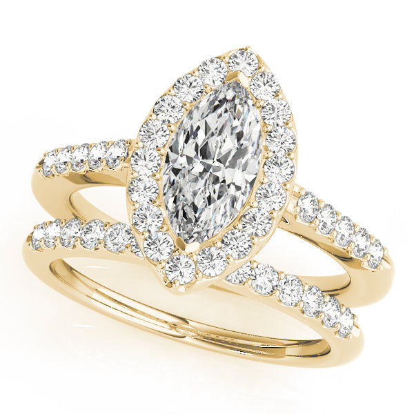 Luxe Halo Marquise Diamond Engagement Ring in 10K/14K gold and platinum with certified lab-grown or natural diamonds