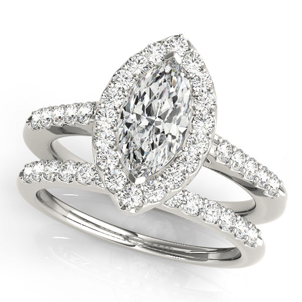Luxe Halo Marquise Diamond Engagement Ring in 10K/14K gold and platinum with certified lab-grown or natural diamonds