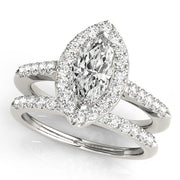 Luxe Halo Marquise Diamond Engagement Ring in 10K/14K gold and platinum with certified lab-grown or natural diamonds
