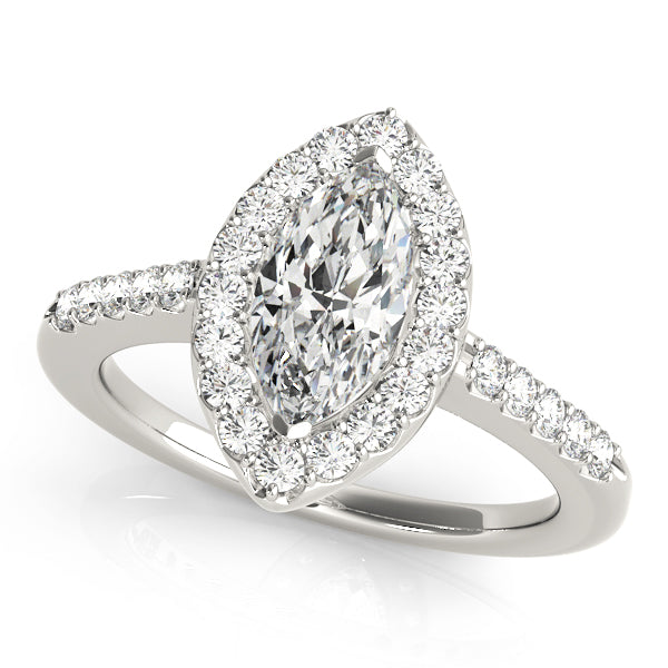 Luxe Halo Marquise Diamond Engagement Ring in 10K/14K gold and platinum with certified lab-grown or natural diamonds