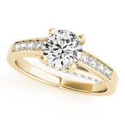 Exquisite Prong-Set Round Diamond Engagement Ring in 10K/14K gold and platinum with certified lab-grown or natural diamonds