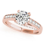 Exquisite Prong-Set Round Diamond Engagement Ring in 10K/14K gold and platinum with certified lab-grown or natural diamonds