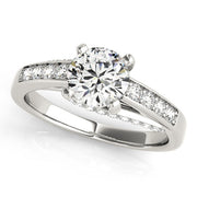 Exquisite Prong-Set Round Diamond Engagement Ring in 10K/14K gold and platinum with certified lab-grown or natural diamonds