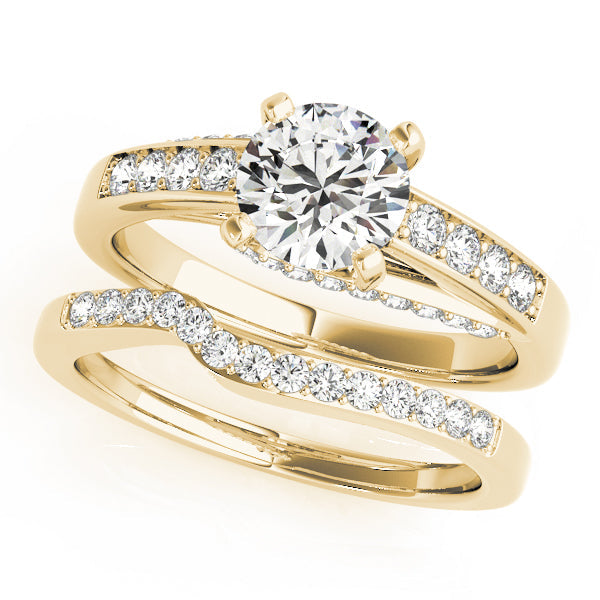 Exquisite Prong-Set Round Diamond Engagement Ring in 10K/14K gold and platinum with certified lab-grown or natural diamonds