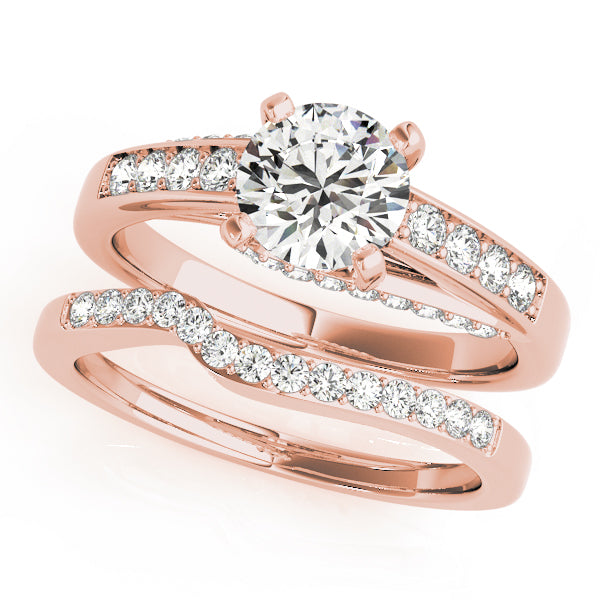 Exquisite Prong-Set Round Diamond Engagement Ring in 10K/14K gold and platinum with certified lab-grown or natural diamonds