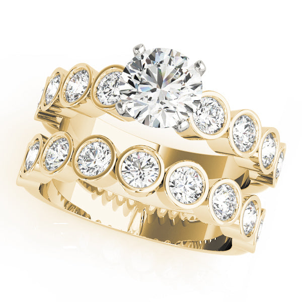 Radiant Bezel-Set Round Diamond Engagement Ring in 10K/14K gold and platinum with certified lab-grown or natural diamonds