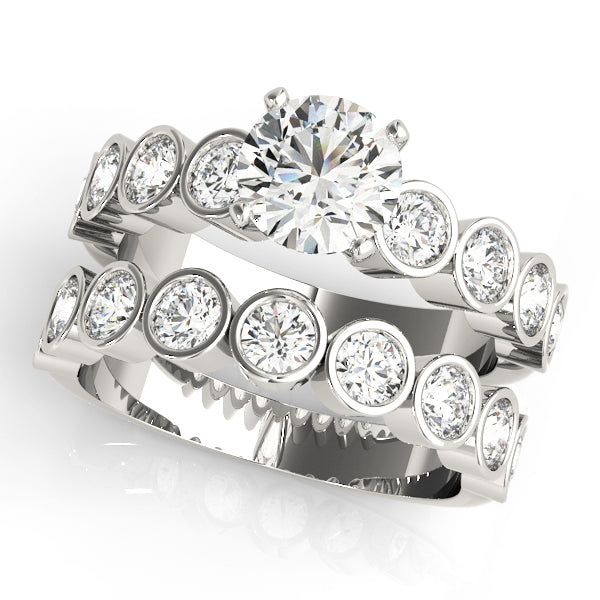 Radiant Bezel-Set Round Diamond Engagement Ring in 10K/14K gold and platinum with certified lab-grown or natural diamonds