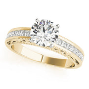 Sculpted Antique Princess Diamond Engagement Ring in 10K/14K gold and platinum with certified lab-grown or natural diamonds