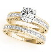 Sculpted Antique Princess Diamond Engagement Ring in 10K/14K gold and platinum with certified lab-grown or natural diamonds