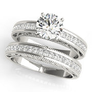 Sculpted Antique Princess Diamond Engagement Ring in 10K/14K gold and platinum with certified lab-grown or natural diamonds