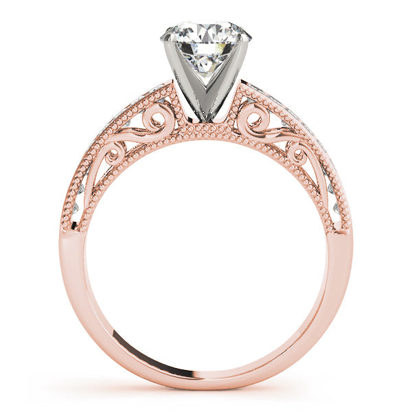 Sculpted Antique Princess Diamond Engagement Ring in 10K/14K gold and platinum with certified lab-grown or natural diamonds
