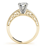 Sculpted Antique Princess Diamond Engagement Ring in 10K/14K gold and platinum with certified lab-grown or natural diamonds