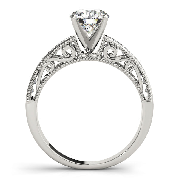 Sculpted Antique Princess Diamond Engagement Ring in 10K/14K gold and platinum with certified lab-grown or natural diamonds