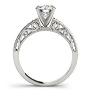 Sculpted Antique Princess Diamond Engagement Ring in 10K/14K gold and platinum with certified lab-grown or natural diamonds