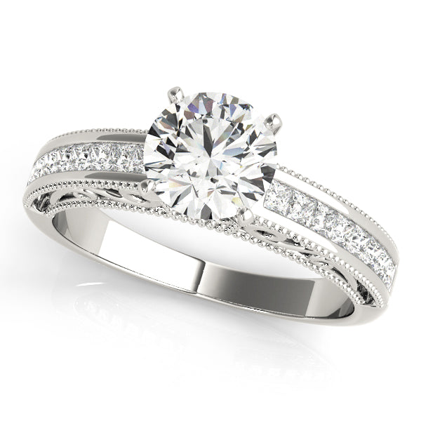 Sculpted Antique Princess Diamond Engagement Ring in 10K/14K gold and platinum with certified lab-grown or natural diamonds