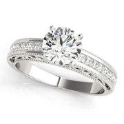 Sculpted Antique Princess Diamond Engagement Ring in 10K/14K gold and platinum with certified lab-grown or natural diamonds