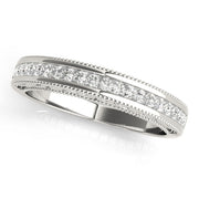 Fancy Princess Cut Milgrain Half Eternity Ring in Gold & Platinum