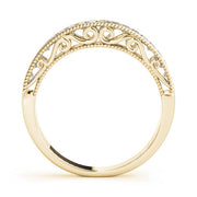 Fancy Princess Cut Milgrain Half Eternity Ring in Gold & Platinum