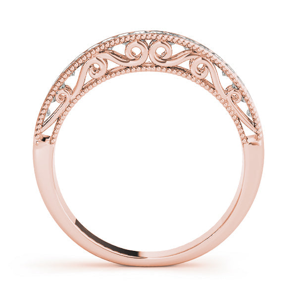 Fancy Princess Cut Milgrain Half Eternity Ring in Gold & Platinum