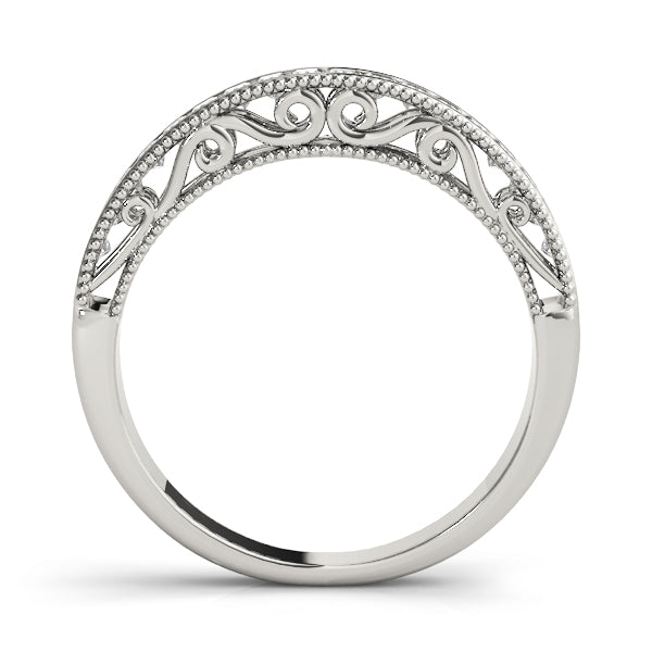 Fancy Princess Cut Milgrain Half Eternity Ring in Gold & Platinum