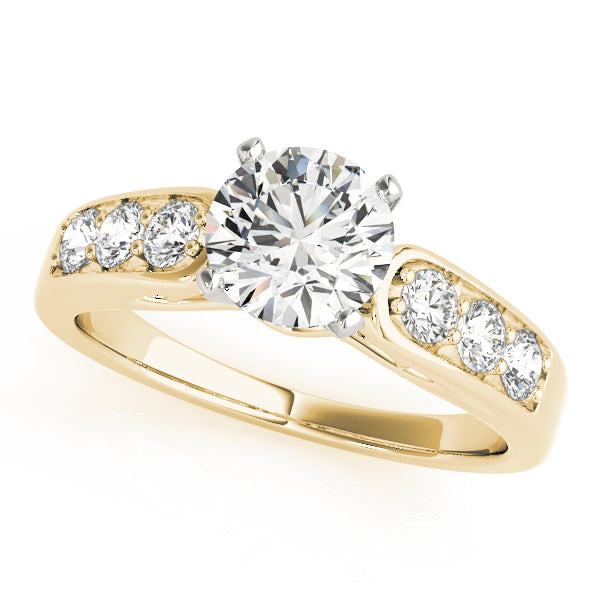 Crowned Channel-Set Round Diamond Engagement Ring in 10K/14K gold and platinum with certified lab-grown or natural diamonds