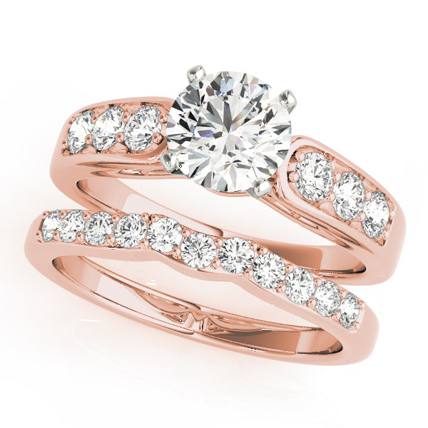 Crowned Channel-Set Round Diamond Engagement Ring in 10K/14K gold and platinum with certified lab-grown or natural diamonds