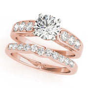 Crowned Channel-Set Round Diamond Engagement Ring in 10K/14K gold and platinum with certified lab-grown or natural diamonds
