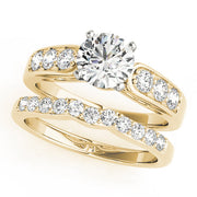 Crowned Channel-Set Round Diamond Engagement Ring in 10K/14K gold and platinum with certified lab-grown or natural diamonds