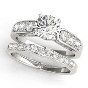 Crowned Channel-Set Round Diamond Engagement Ring in 10K/14K gold and platinum with certified lab-grown or natural diamonds