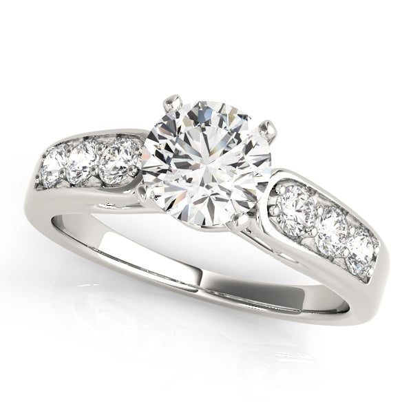 Crowned Channel-Set Round Diamond Engagement Ring in 10K/14K gold and platinum with certified lab-grown or natural diamonds