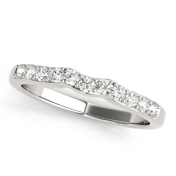 Prong in Channel Curved Half Eternity Ring in Gold & Platinum